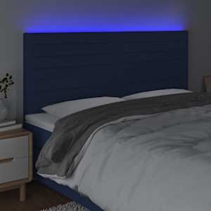 Čelo postele s LED modré 180x5x118/128 cm textil - obrázek 3