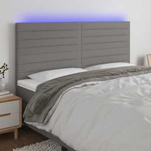 Čelo postele s LED tmavě šedé 200x5x118/128 cm textil - obrázek 1