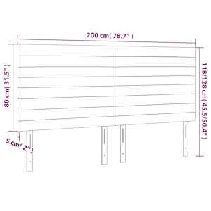 Čelo postele s LED černé 200x5x118/128 cm textil - obrázek 6
