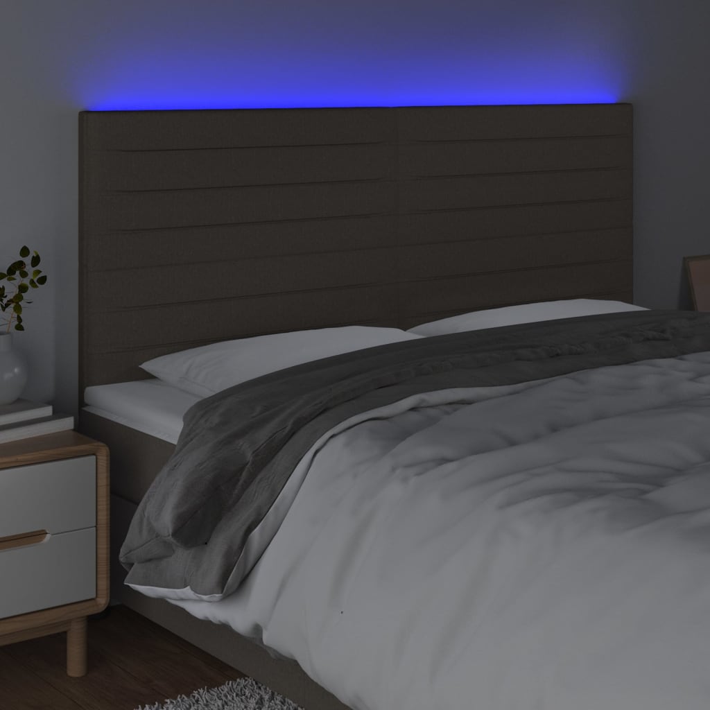 vidaXL Hoofdbord LED 200x5x118/128 cm stof taupe afbeelding