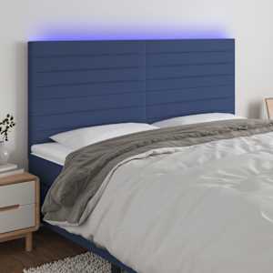 Čelo postele s LED modrá 200x5x118/128 cm textil - obrázek 1