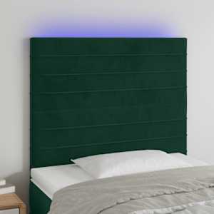 Čelo postele s LED tmavě zelená 80x5x118/128 cm samet - obrázek 1