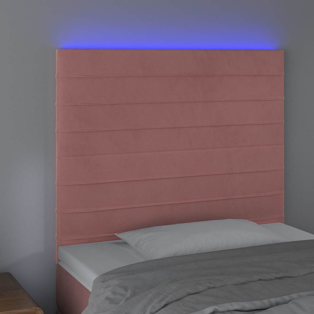 vidaXL Hoofdbord LED 80x5x118/128 cm fluweel roze, foto 2