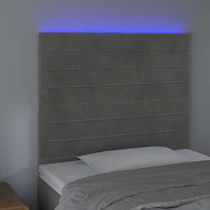 Čelo postele s LED světle šedé 90x5x118/128 cm samet - obrázek 3