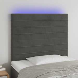 Čelo postele s LED tmavě šedé 90x5x118/128 cm samet - obrázek 1