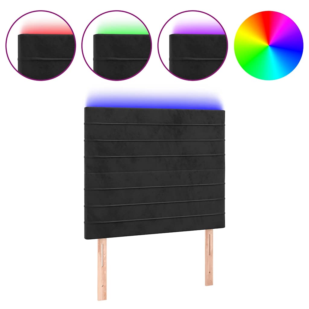 vidaXL Hoofdbord LED 90x5x118/128 cm fluweel zwart, foto 3