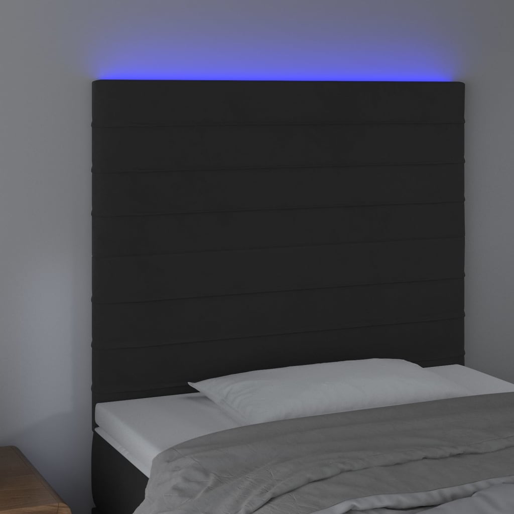 Thumbnail - vidaXL LED Kopfteil Schwarz 90x5x118/128 cm Samt