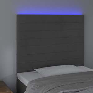 Čelo postele s LED tmavě šedé 100x5x118/128 cm samet - obrázek 3
