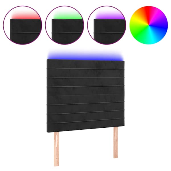 vidaXL LED-voodipeats, must, 100x5x118/128 cm, samet