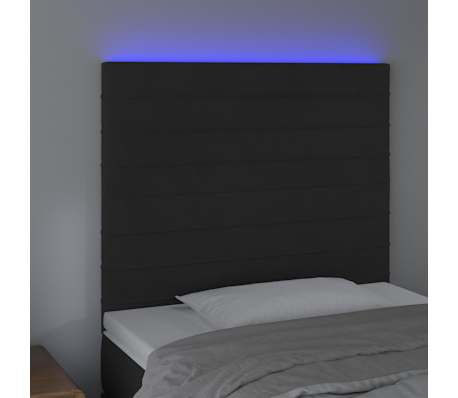 vidaXL Cabeceira cama c/ LED veludo 100x5x118/128 cm preto