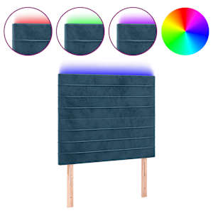 Čelo postele s LED tmavě modré 100x5x118/128 cm samet - obrázek 2