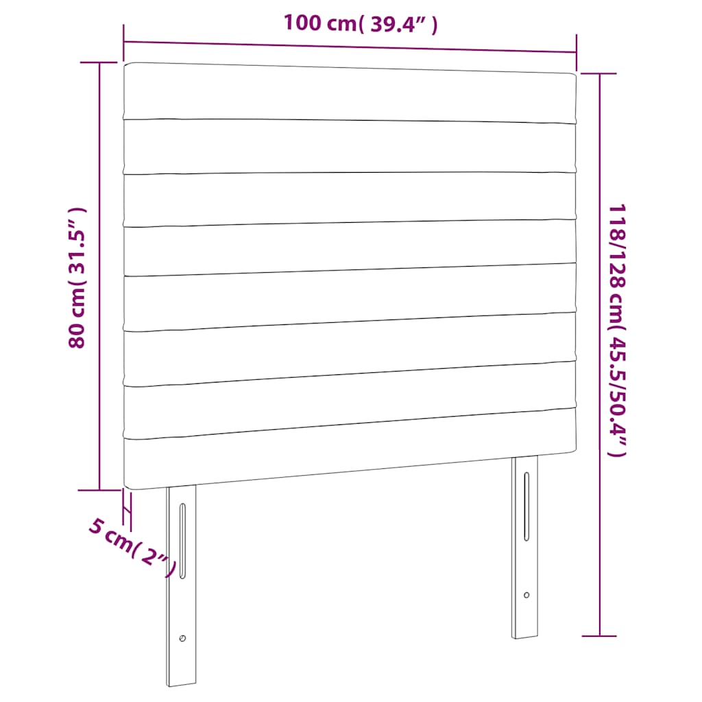 Čelo postele s LED tmavě modré 100x5x118/128 cm samet - obrázek 7