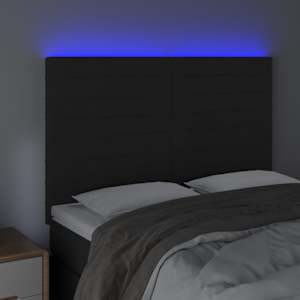 Čelo postele s LED černé 144x5x118/128 cm samet - obrázek 3