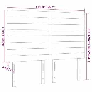 Čelo postele s LED černé 144x5x118/128 cm samet - obrázek 6