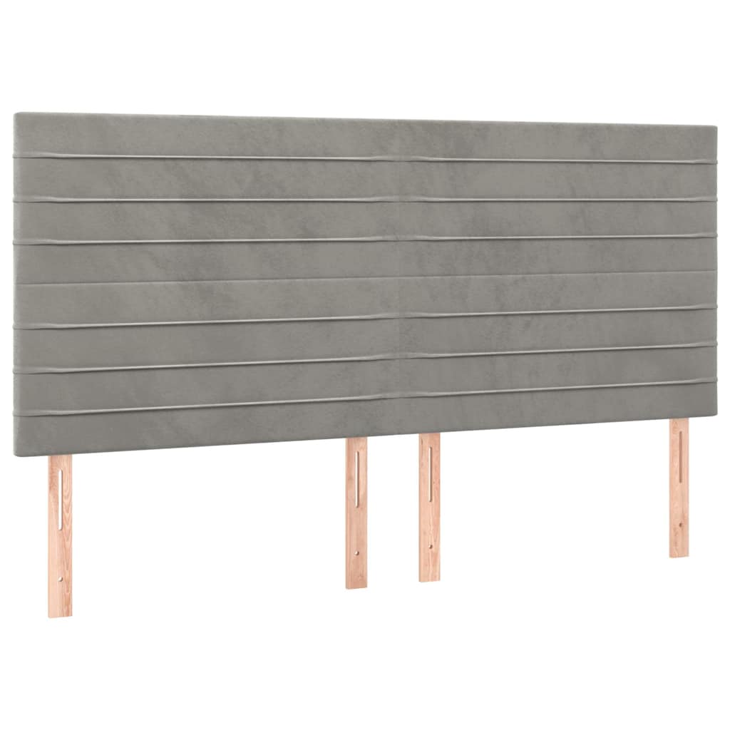 vidaXL Hoofdbord LED 160x5x118/128 cm fluweel lichtgrijs grijs, foto 4