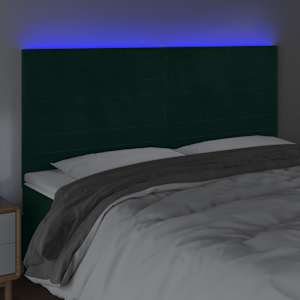 Čelo postele s LED tmavě zelená 160x5x118/128 cm samet - obrázek 3