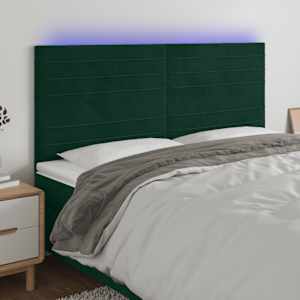 Čelo postele s LED tmavě zelená 160x5x118/128 cm samet - obrázek 1