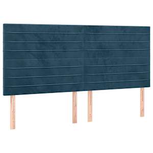 Čelo postele s LED tmavě modré 160x5x118/128 cm samet - obrázek 4