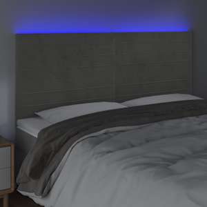 Čelo postele s LED světle šedé 180x5x118/128 cm samet - obrázek 3