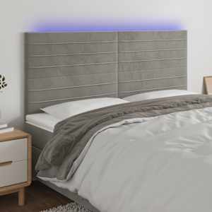 Čelo postele s LED světle šedé 180x5x118/128 cm samet - obrázek 1