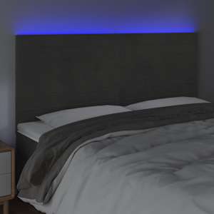 Čelo postele s LED tmavě šedé 180x5x118/128 cm samet - obrázek 3