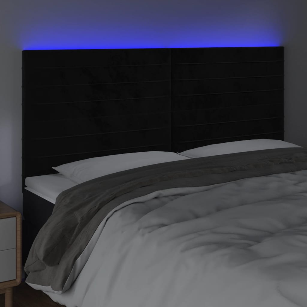 Thumbnail - vidaXL LED Kopfteil Schwarz 180x5x118/128 cm Samt