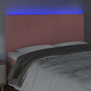 Čelo postele s LED růžové 180x5x118/128 cm samet - obrázek 3