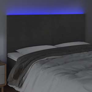 Čelo postele s LED tmavě šedé 200x5x118/128 cm samet - obrázek 3