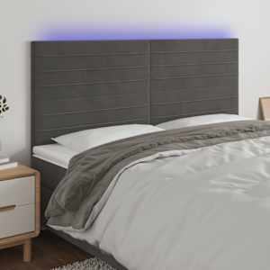 Čelo postele s LED tmavě šedé 200x5x118/128 cm samet - obrázek 1