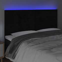 vidaXL Cabeceira de cama c/ luzes LED veludo 200x5x118/128 cm preto