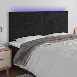 Čelo postele s LED černé 200x5x118/128 cm samet - obrázek 1