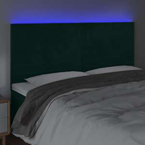 Čelo postele s LED tmavě zelené 200x5x118/128 cm samet - obrázek 3