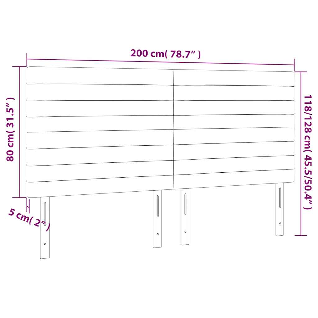 Čelo postele s LED tmavě modré 200x5x118/128 cm samet - obrázek 7