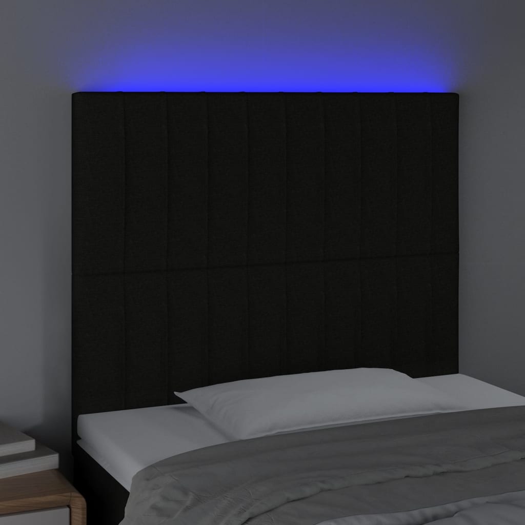 vidaXL Hoofdbord LED 80x5x118/128 cm stof zwart afbeelding