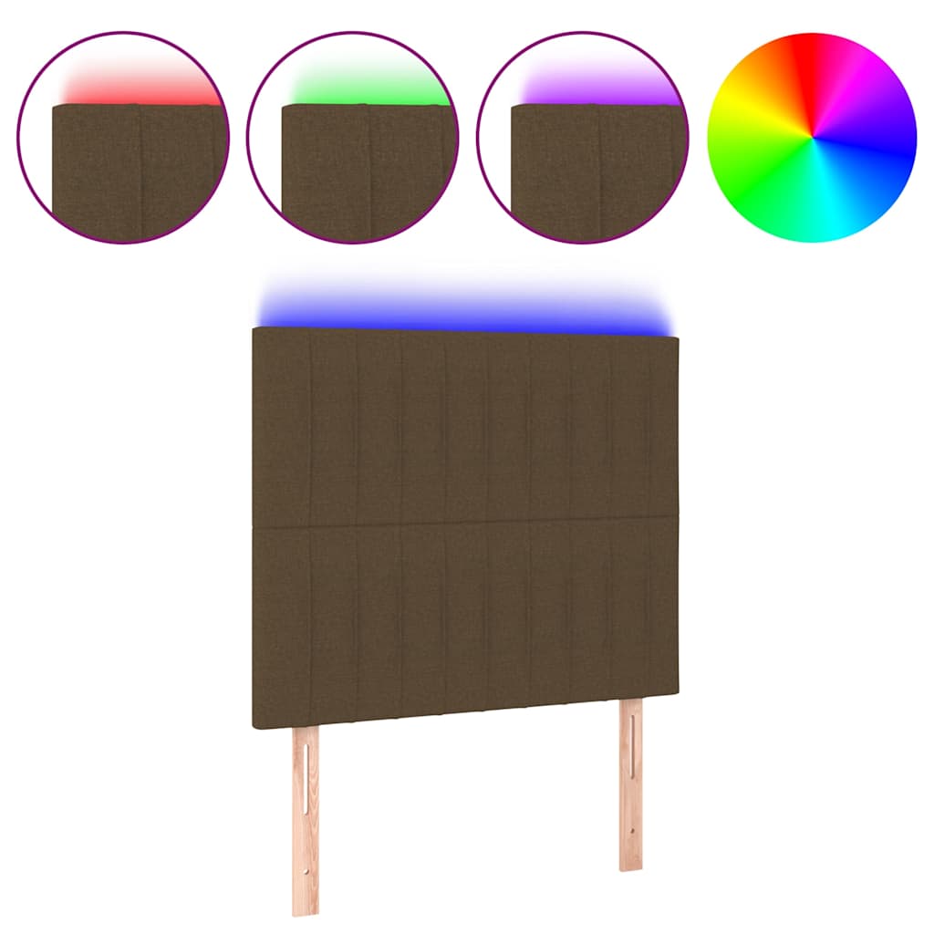 vidaXL Tăblie de pat cu LED, maro închis, 80x5x118/128 cm, textil