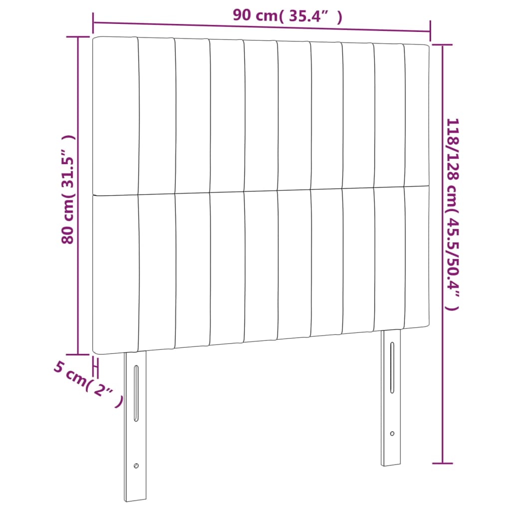 sötétszürke szövet LED-es fejtámla 90x5x118/128 cm