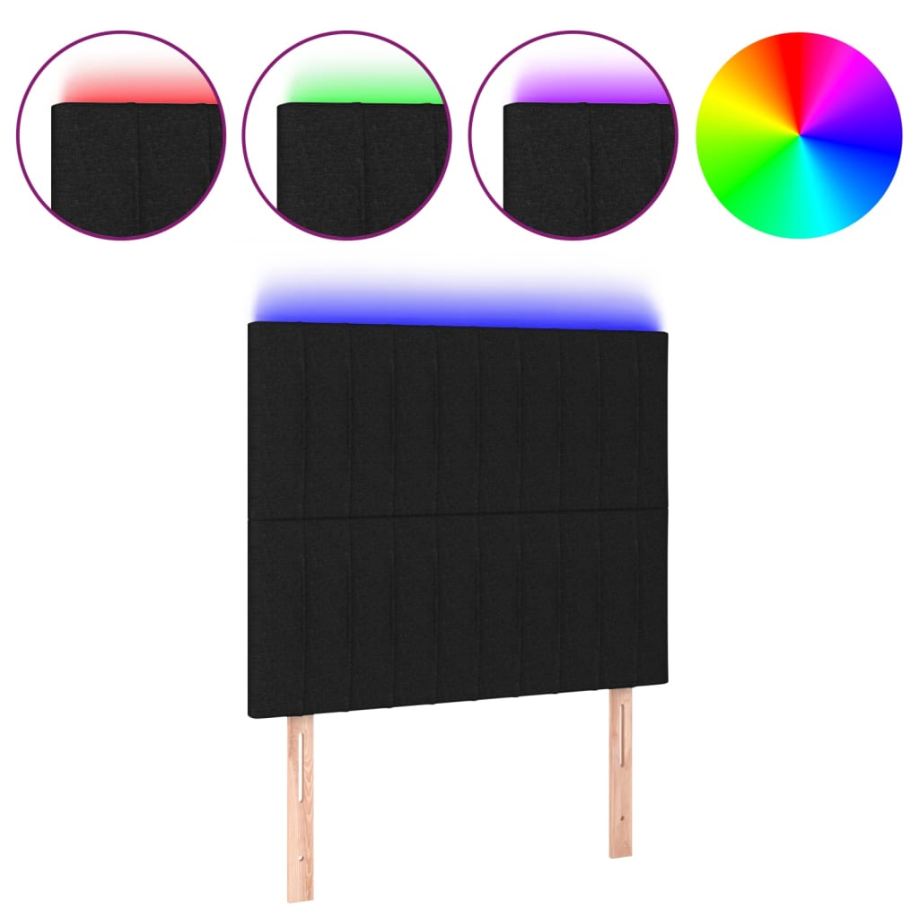vidaXL Čelo postele s LED černé 90x5x118/128 cm textil