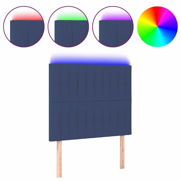 vidaXL LED-voodipeats, sinine, 90x5x118/128 cm, kangas