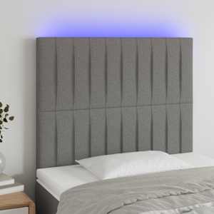 Čelo postele s LED tmavě šedé 100x5x118/128 cm textil - obrázek 1