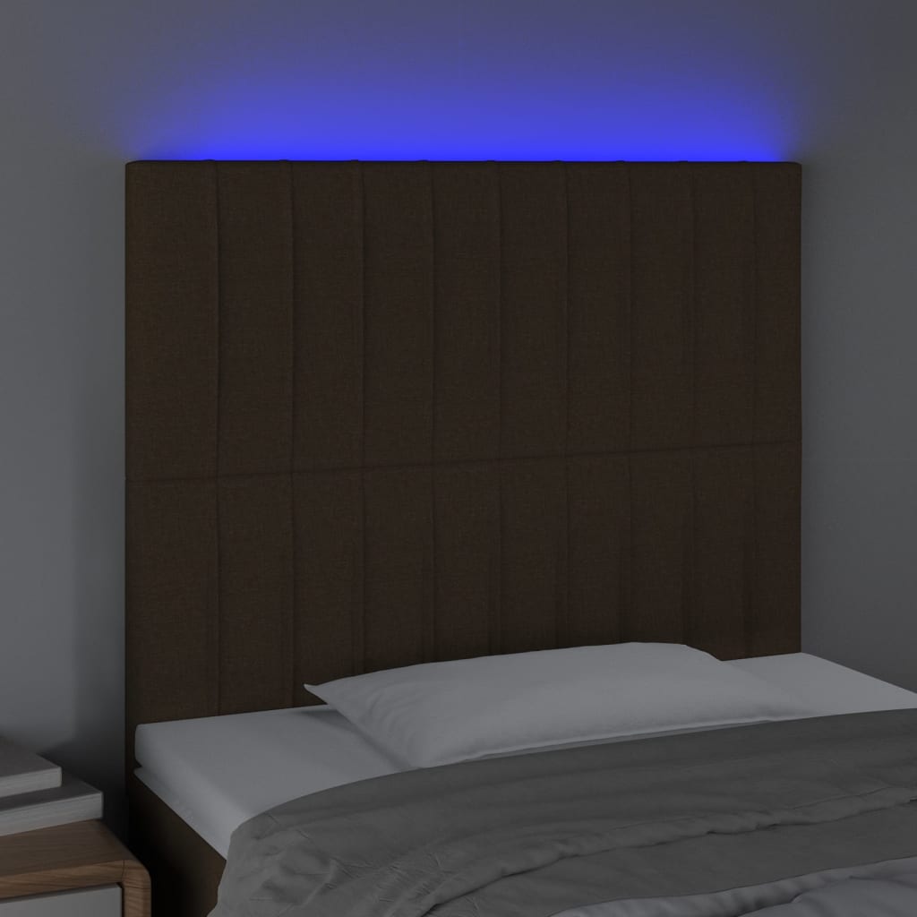 vidaXL Hoofdbord LED 100x5x118/128 cm stof donkerbruin afbeelding