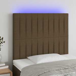 Čelo postele s LED tmavě hnědé 100x5x118/128 cm textil - obrázek 1