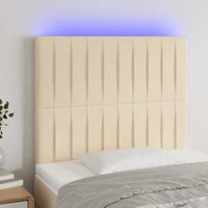 Čelo postele s LED krémové 100x5x118/128 cm textil - obrázek 1