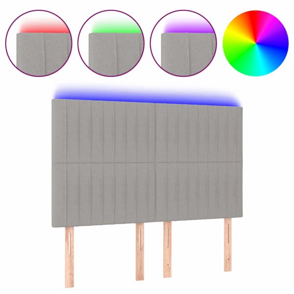 vidaXL LED-voodipeats, helehall, 144x5x118/128 cm, kangas