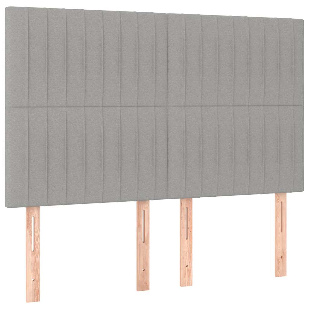 vidaXL Hoofdbord LED 144x5x118/128 cm stof lichtgrijs grijs, foto 4