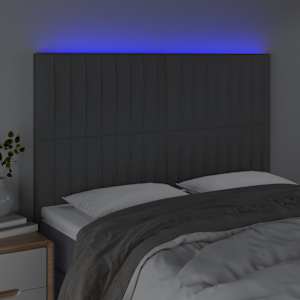 Čelo postele s LED tmavě šedé 144x5x118/128 cm textil - obrázek 3
