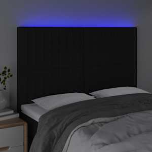 Čelo postele s LED černé 144x5x118/128 cm textil - obrázek 3