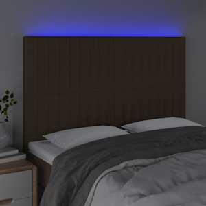 Čelo postele s LED tmavě hnědé 144x5x118/128 cm textil - obrázek 3