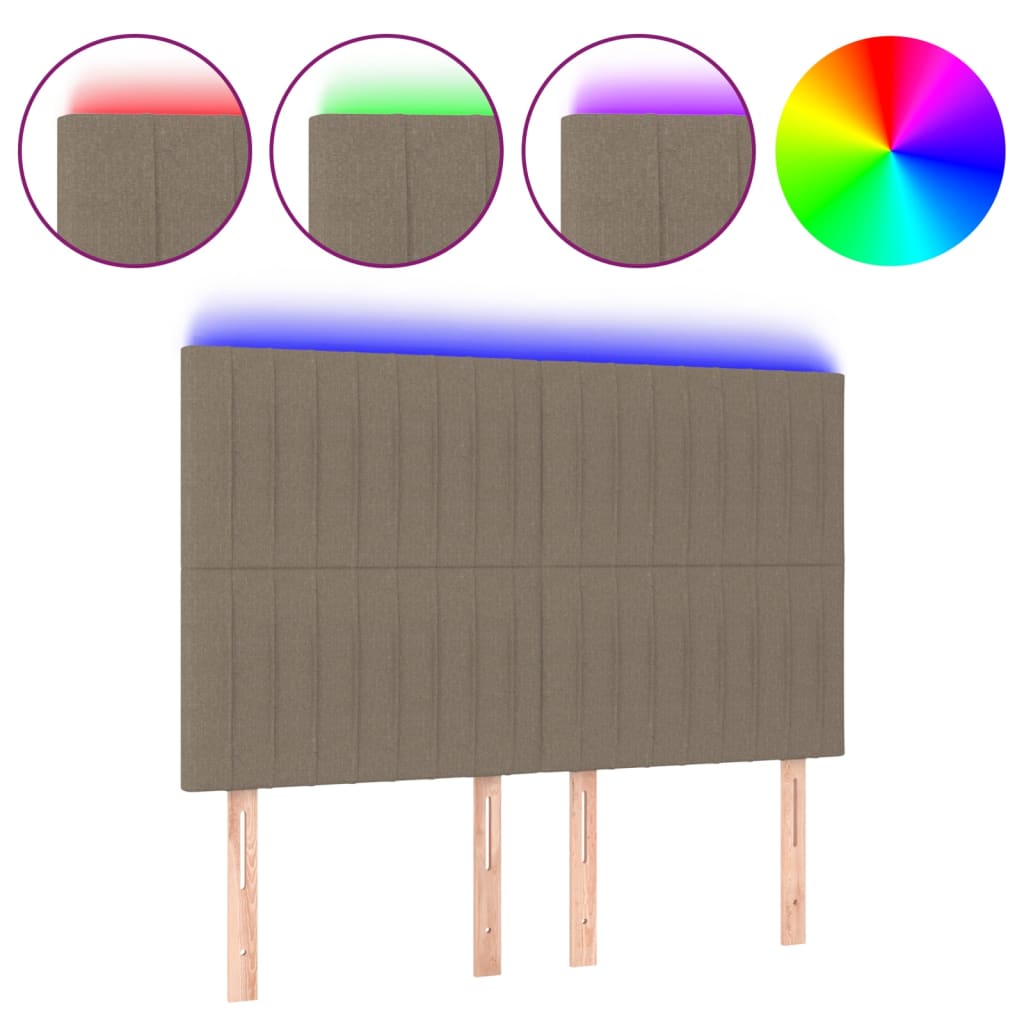 vidaXL Čelo postele s LED taupe 144x5x118/128 cm textil
