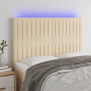 Čelo postele s LED krémové 144x5x118/128 cm textil - obrázek 1