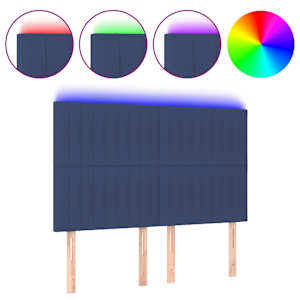 Čelo postele s LED modré 144x5x118/128 cm textil - obrázek 2
